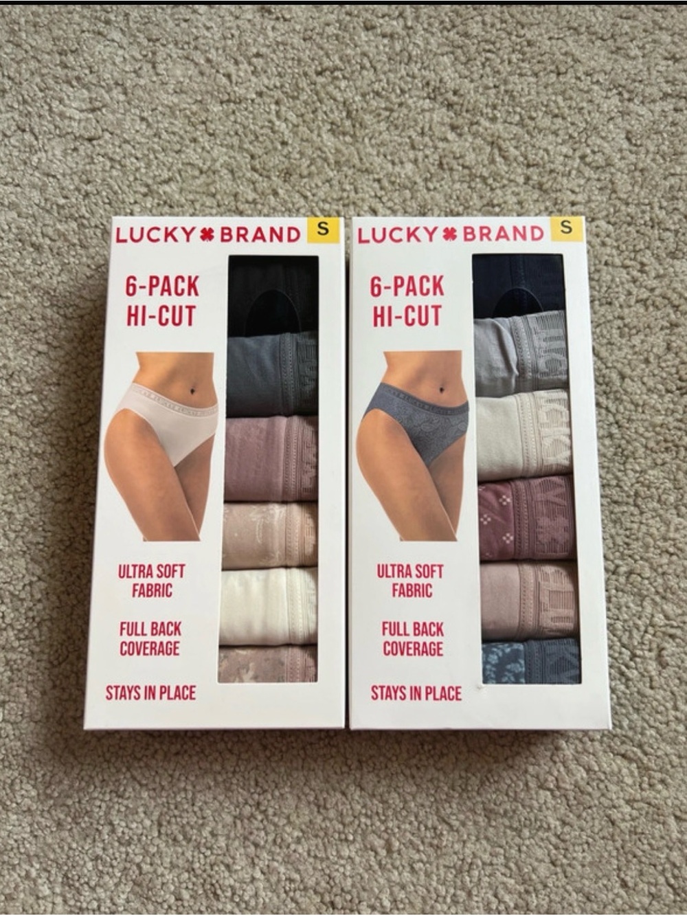 Lucky Brand 6-Packx2  Hi-Cut Briefs in Black, Gray, Cream, Brown Mix size S